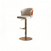 Modern Adjustable Swivel Bar Stool Cream Faux Leather Upholstered Counter Chair Stainless Steel Base 1 Piece